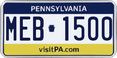PA license plate MEB1500