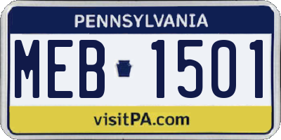 PA license plate MEB1501