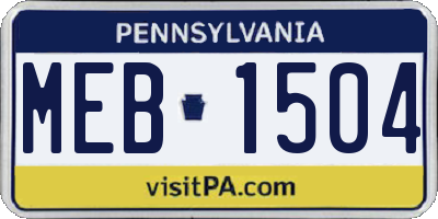 PA license plate MEB1504