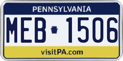 PA license plate MEB1506