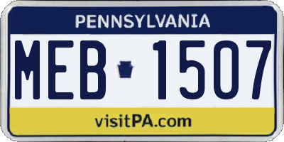 PA license plate MEB1507