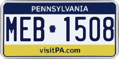 PA license plate MEB1508