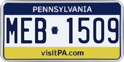 PA license plate MEB1509