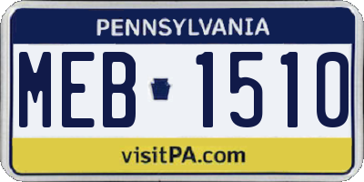 PA license plate MEB1510