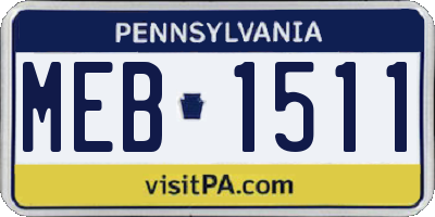 PA license plate MEB1511