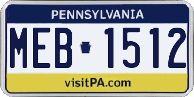 PA license plate MEB1512
