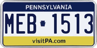 PA license plate MEB1513