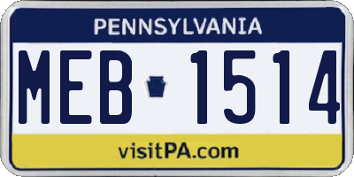 PA license plate MEB1514