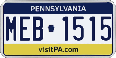 PA license plate MEB1515