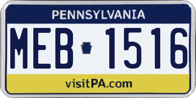 PA license plate MEB1516