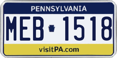 PA license plate MEB1518