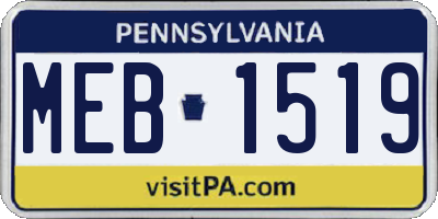 PA license plate MEB1519