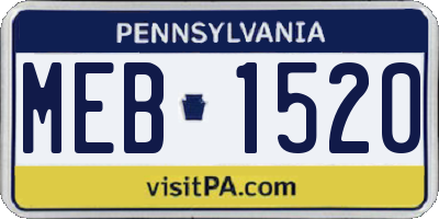 PA license plate MEB1520