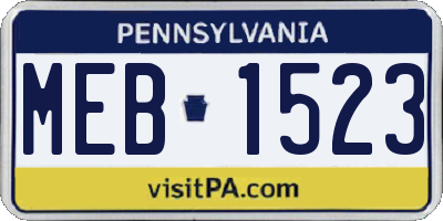 PA license plate MEB1523