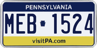 PA license plate MEB1524