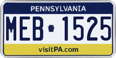 PA license plate MEB1525