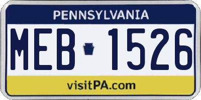 PA license plate MEB1526
