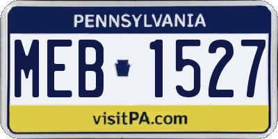 PA license plate MEB1527