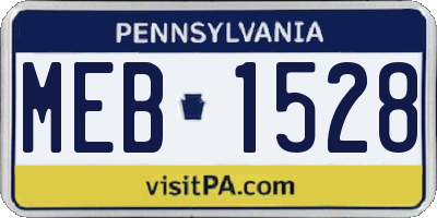 PA license plate MEB1528