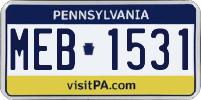 PA license plate MEB1531