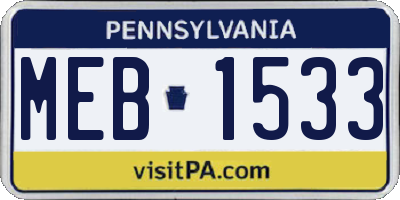PA license plate MEB1533