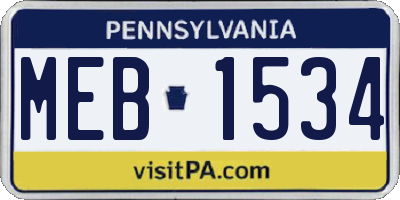 PA license plate MEB1534