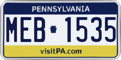 PA license plate MEB1535