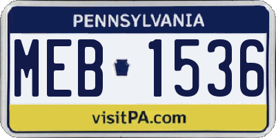 PA license plate MEB1536