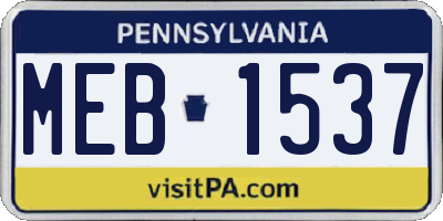 PA license plate MEB1537