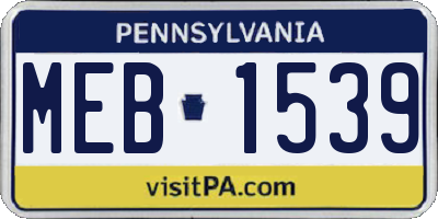 PA license plate MEB1539