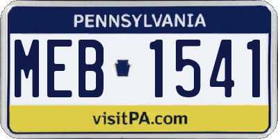 PA license plate MEB1541
