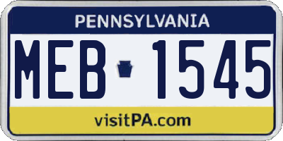 PA license plate MEB1545