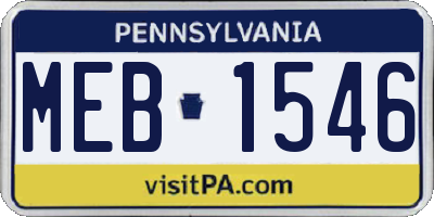 PA license plate MEB1546