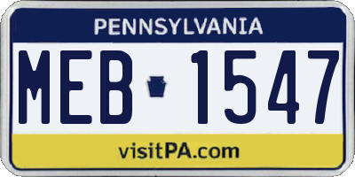 PA license plate MEB1547