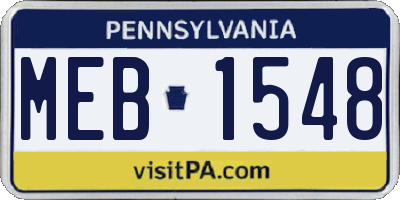PA license plate MEB1548