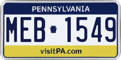 PA license plate MEB1549