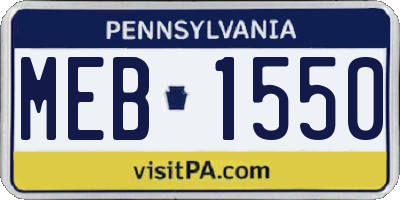 PA license plate MEB1550