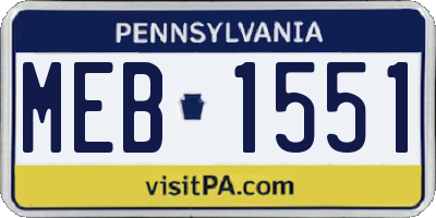 PA license plate MEB1551
