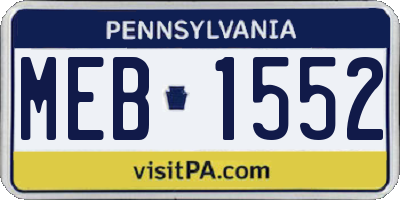 PA license plate MEB1552