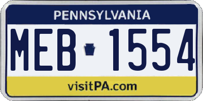 PA license plate MEB1554