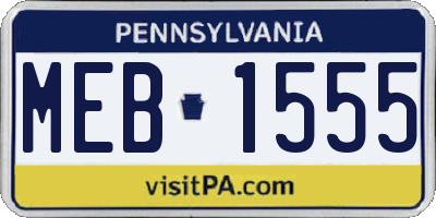 PA license plate MEB1555