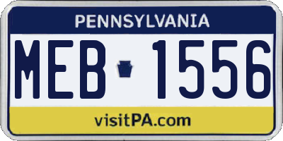 PA license plate MEB1556