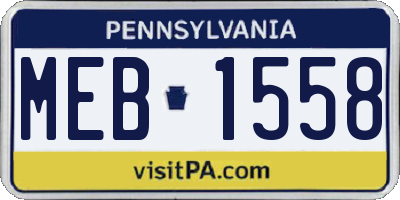PA license plate MEB1558