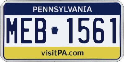 PA license plate MEB1561