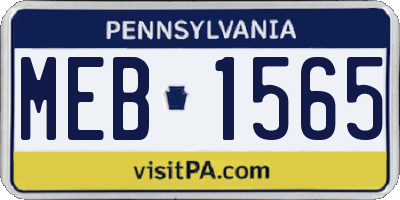 PA license plate MEB1565