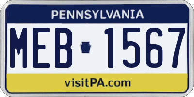 PA license plate MEB1567