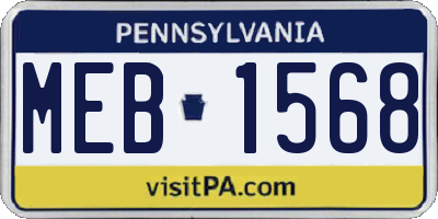 PA license plate MEB1568