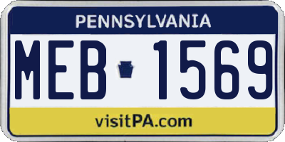 PA license plate MEB1569