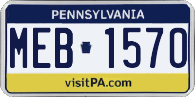 PA license plate MEB1570