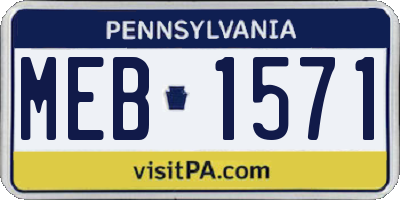 PA license plate MEB1571